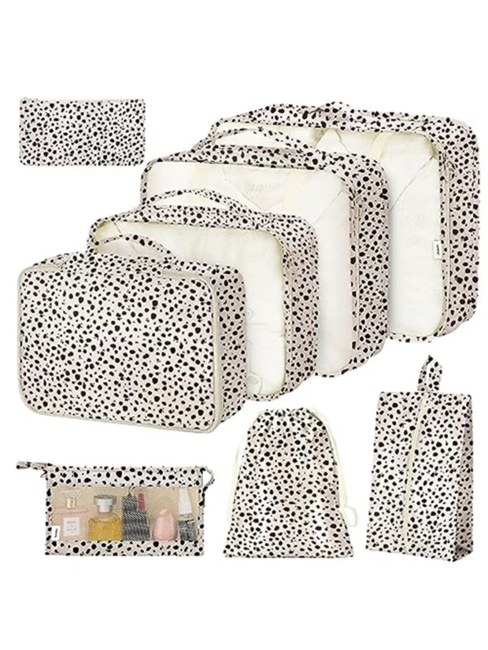 8 Set Leopard Packing Cubes Travel Organizer Luggage Suitcase Waterproof Nylon
